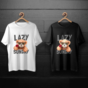 طرح لایه باز خرس تدی با گل رز قرمز در دهان برای چاپ روی انواع تیشرت